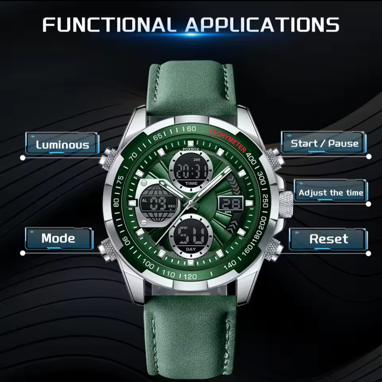 FOXBOX DUAL TIME GENTS WATCH